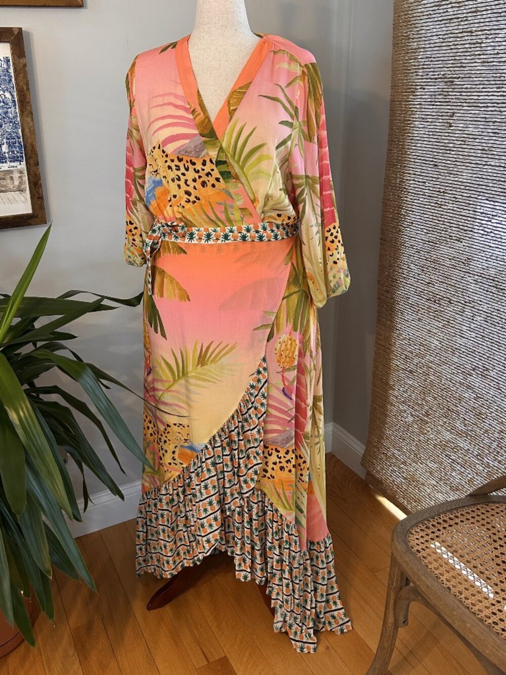 Farm Rio x Anthropologie Tropical Print Long-Sleeve Maxi - Size 1X - NEVER WORN!